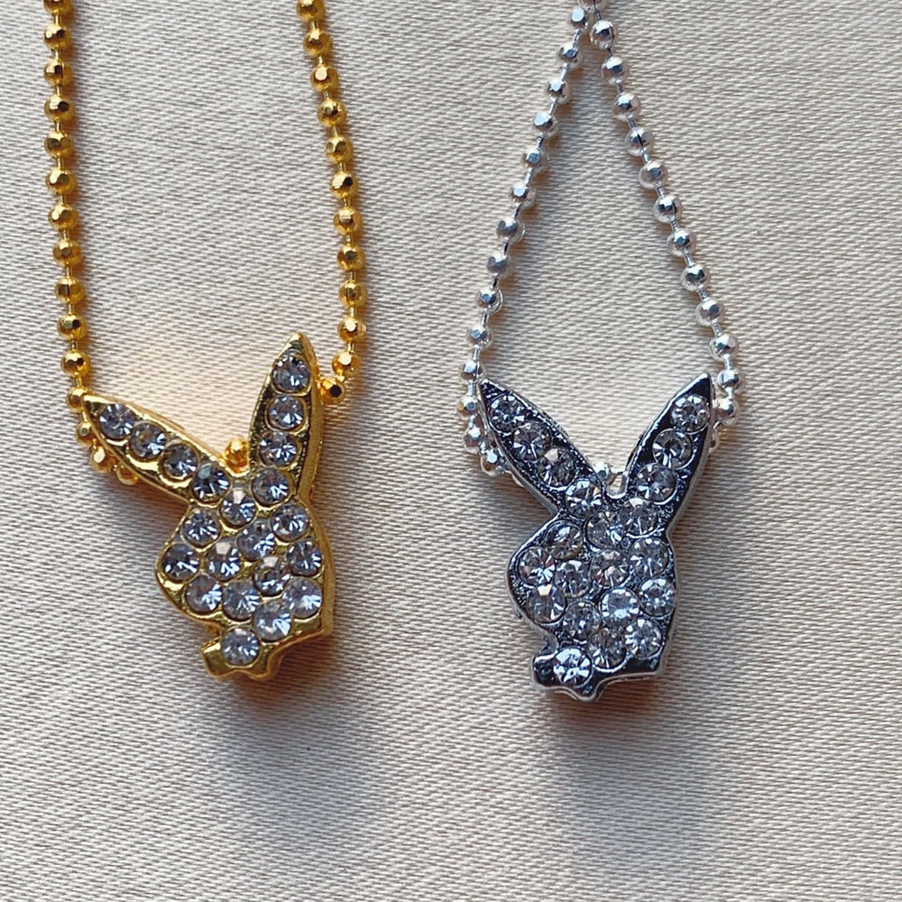 Rhinestone Playboy Bunny Necklace